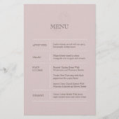 Menu Mariage moderne Dusty Rose (Devant)