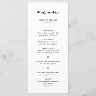 Menu Mariage Moderne Écriture Rustique