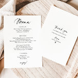 Menu Mariage moderne Écriture simple<br><div class="desc">A la recherche d'un menu mariage simple et moderne qui impressionne votre clientèle ? Notre menu mariage imprimé sur mesure 5x7 est le choix idéal ! Avec un script amusant et décontracté de style écriture manuscrite, ce menu ajoute une touche personnelle à votre réception. Avec une impression de qualité, le...</div>