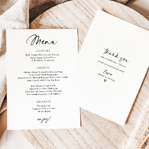 Menu Mariage moderne Écriture simple