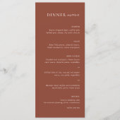 Menu Mariage Moderne Éditorial Cuivre Rustique (Devant)