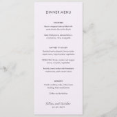 Menu Mariage Moderne Élégant au Lilas (Devant)