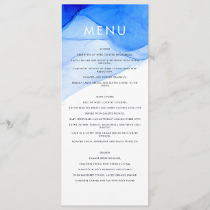 Menu mariage moderne élégant bleu et blanc