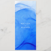 Menu mariage moderne élégant bleu et blanc (Dos)