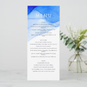 Menu mariage moderne élégant bleu et blanc (Debout devant)