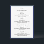 Menu Mariage Moderne Élégant Bleu Nuit Monogramme<br><div class="desc">Menus de mariage modernes présentant un design épuré avec des polices serif et script.</div>