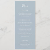 Menu Mariage Moderne Élégant Bleu Poudré (Devant)