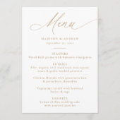 Menu Mariage Moderne Élégant Calligraphie Dorée (Devant)