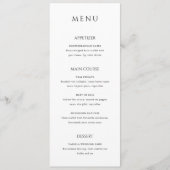 Menu Mariage Moderne Élégant en Noir et Blanc (Devant)