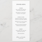 Menu Mariage Moderne Élégant en Noir et Blanc (Devant)