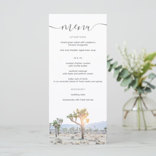 Menu Mariage moderne élégant Joshua Tree Boho (Debout devant)