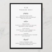 Menu Mariage Moderne Élégant Monogramme Noir et Blanc (Devant)
