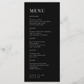Menu Mariage moderne élégant noir et blanc simple (Devant)