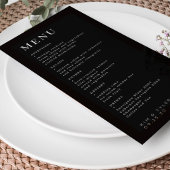 Menu Mariage moderne élégant noir et blanc simple