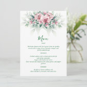 Menu Mariage Moderne Élégant Rose Vert (Debout devant)