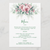 Menu Mariage Moderne Élégant Rose Vert (Devant)
