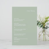 Menu Mariage moderne élégant Sage Green (Debout devant)