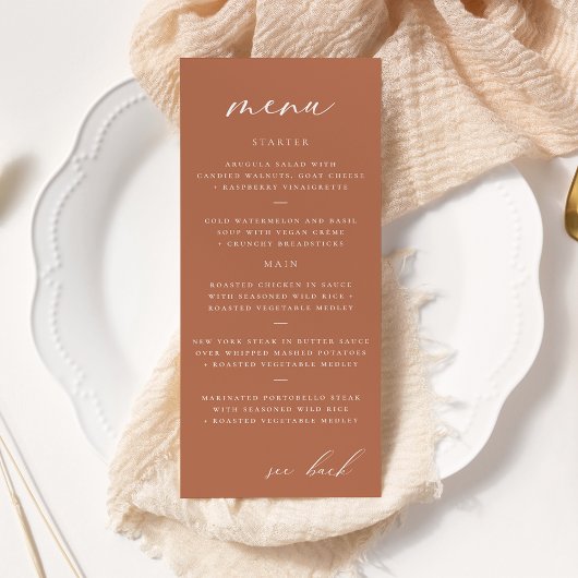 Menu Mariage moderne élégant Script Clay