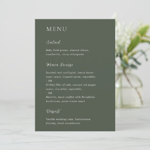 Menu Mariage Moderne Élégant Vert Olive