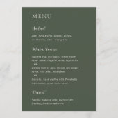 Menu Mariage Moderne Élégant Vert Olive (Devant)