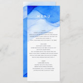 Menu mariage moderne, élégante, bleue et blanche (Devant / Derrière)