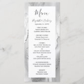 Menu Mariage Moderne en Agate Grise et Argent (Devant)