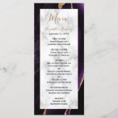Menu Mariage moderne en marbre doré violet (Devant)