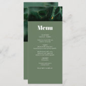Menu Mariage moderne en marbre vert (Devant / Derrière)