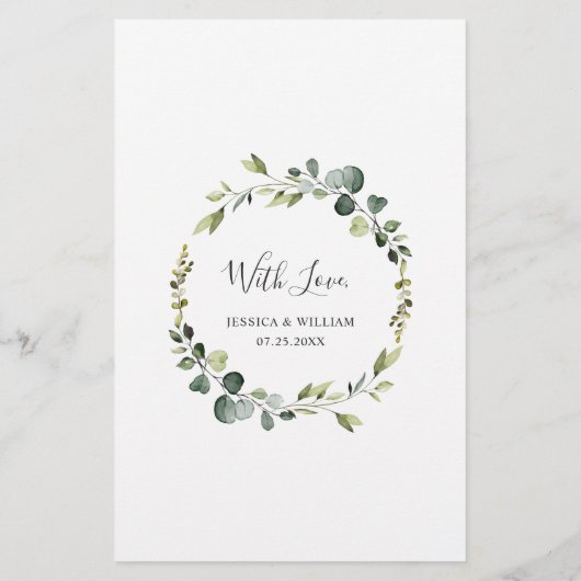Menu Mariage moderne Eucalyptus Wreath Diner Menu (Dos)