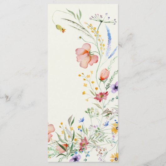 Menu Mariage moderne Fleur sauvage minimal élégant (Dos)