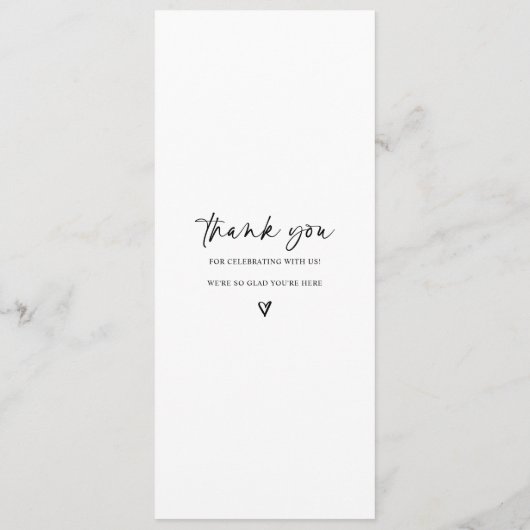 Menu Mariage moderne Fun Décontracté écriture manu (Dos)