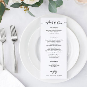 Menu Mariage moderne Fun Décontracté écriture manu