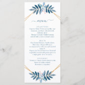 Menu Mariage Moderne Géométrique avec Vert Foncé Bleuât (Devant)