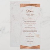 Menu Mariage Moderne Géométrique Marbre Cuivre Calligra (Devant / Derrière)
