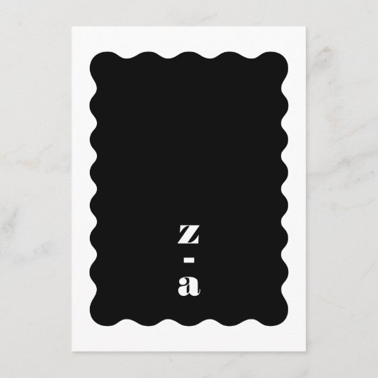 Menu Mariage moderne Gras fractionné noir blanc (Dos)