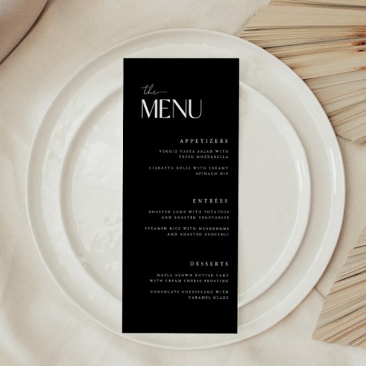 Menu Mariage Moderne Gras Noir