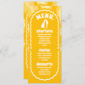 Menu Mariage moderne Gras Sunshine Jaune Wavy Arch (Devant / Derrière)
