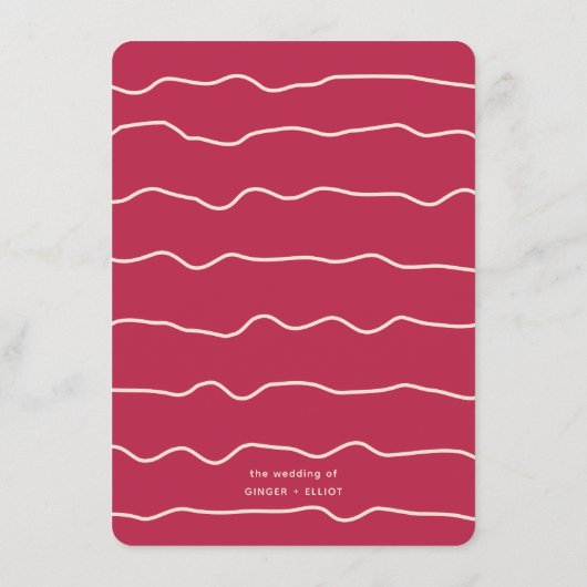 Menu Mariage moderne Gras Wavy Frame Magenta Rose (Dos)