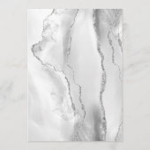 Menu Mariage Moderne Gris Agate Blanc Argent Script (Dos)