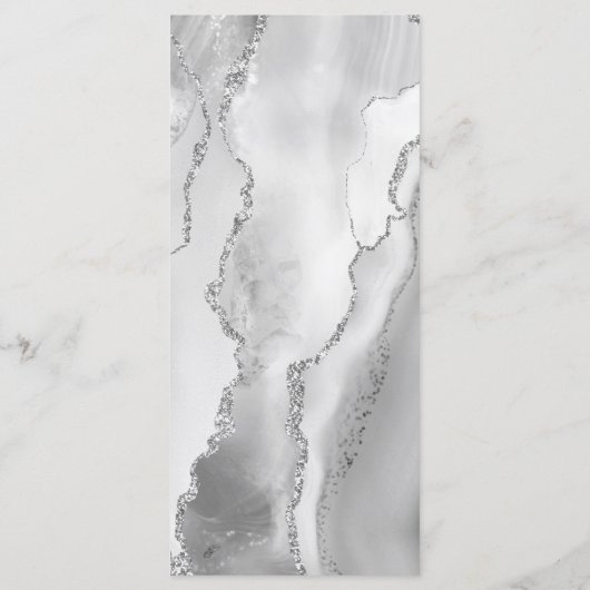 Menu Mariage moderne gris argenté (Dos)