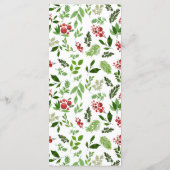 Menu Mariage moderne Holly Red Berry Christmas (Dos)