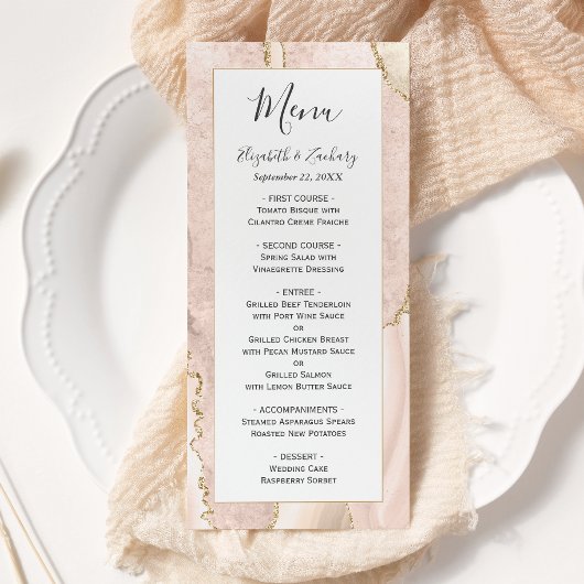 Menu Mariage Moderne Ivoire Agate Or
