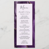 Menu Mariage Moderne Lavande Agate Or Pourpre (Devant)