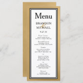 Menu Mariage moderne LGBTQ Gold (Devant / Derrière)