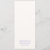 Menu Mariage Moderne Lilac Élégant (Dos)