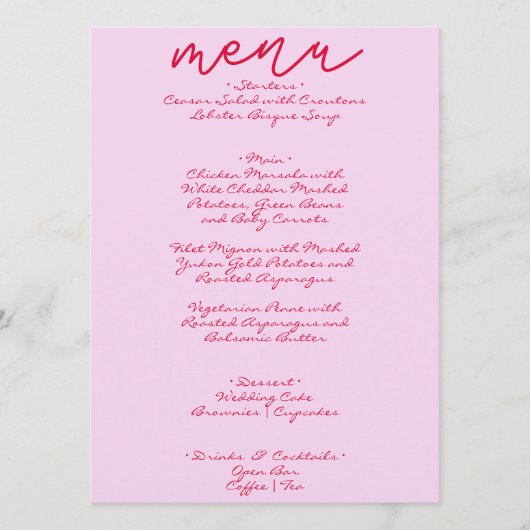 Menu Mariage moderne manuscrit Whimsical Retro (Devant)