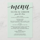 Menu Mariage Moderne Menthe et Écriture Noire (Devant)