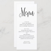 Menu mariage moderne. Menu du dîner noir et blanc (Devant / Derrière)