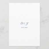 Menu Mariage Moderne Minimaliste Bleu Cobalt (Dos)