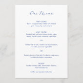 Menu Mariage Moderne Minimaliste Bleu Cobalt (Devant)
